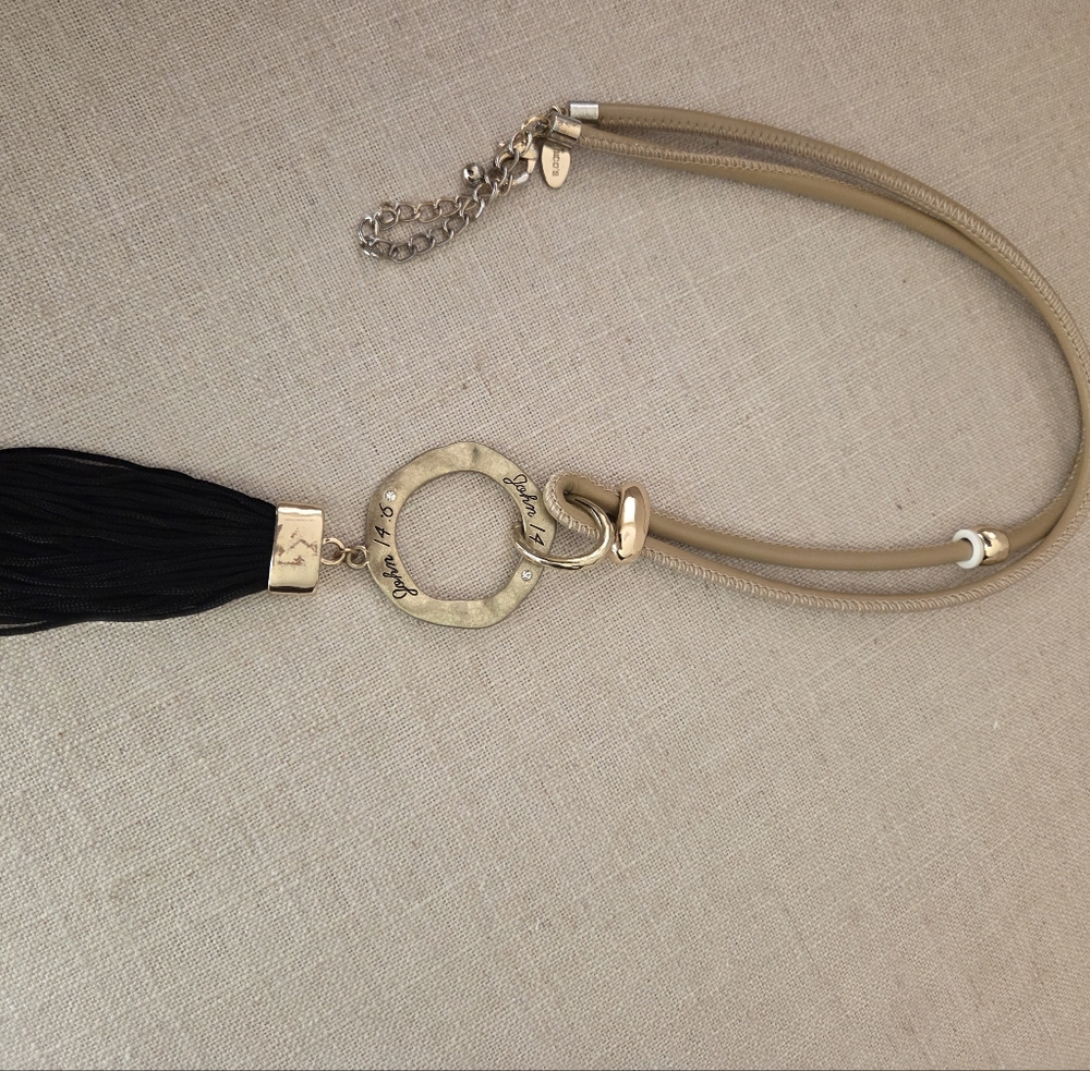 Gold and Black Tassel 16" Necklace